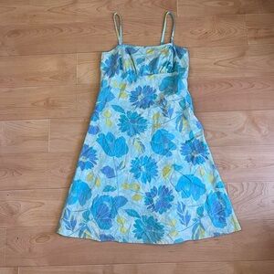 Liz Claiborne Blue Spaghetti Strap A-Line Babydoll Mini Midi Vacation Sundress